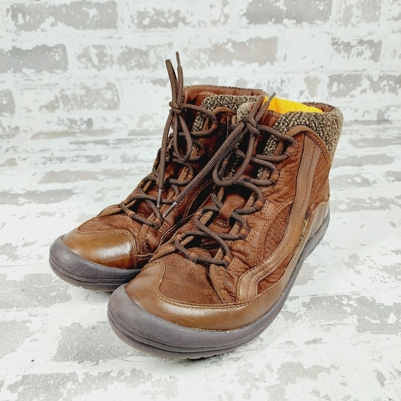 Nature Walk Brown Leather Lace Up Casual Flat Winter Ankle Boots F742 - Picture 2 of 11